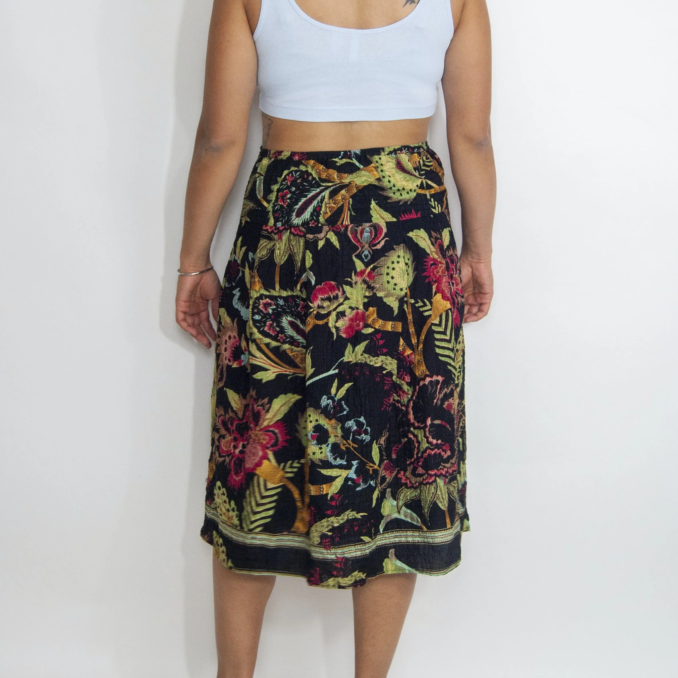 00's Floral Silk and Rayon Breezy Skirt by Citro