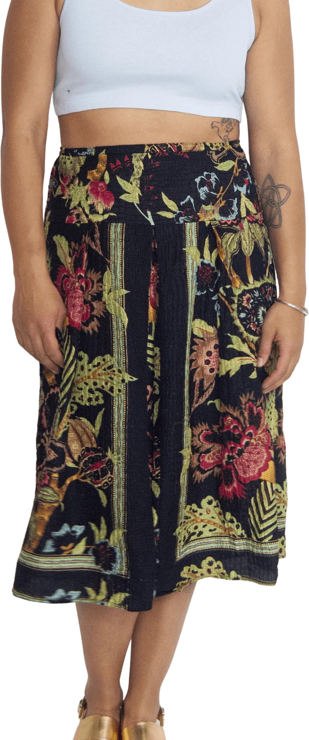 00's Floral Silk and Rayon Breezy Skirt by Citro