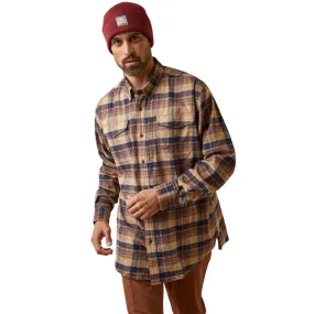 10046636 Ariat Men's Rebar DuraStretch Flannel Work Shirt Jacket - Tiger Eye Plaid 10046636 Ariat Men's Rebar DuraStretch Flannel Work Shirt Jacket - Tiger Eye Plaid