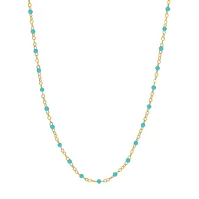 10KT Gold & Turquoise Beaded Necklace 10KT Gold & Turquoise Beaded Necklace