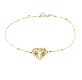 14 Karat Gold Fluted Heart Bracelet 14 Karat Gold Fluted Heart Bracelet