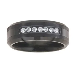1/5 CTW Diamond Wedding Ring in Black Tungsten 1/5 CTW Diamond Wedding Ring in Black Tungsten
