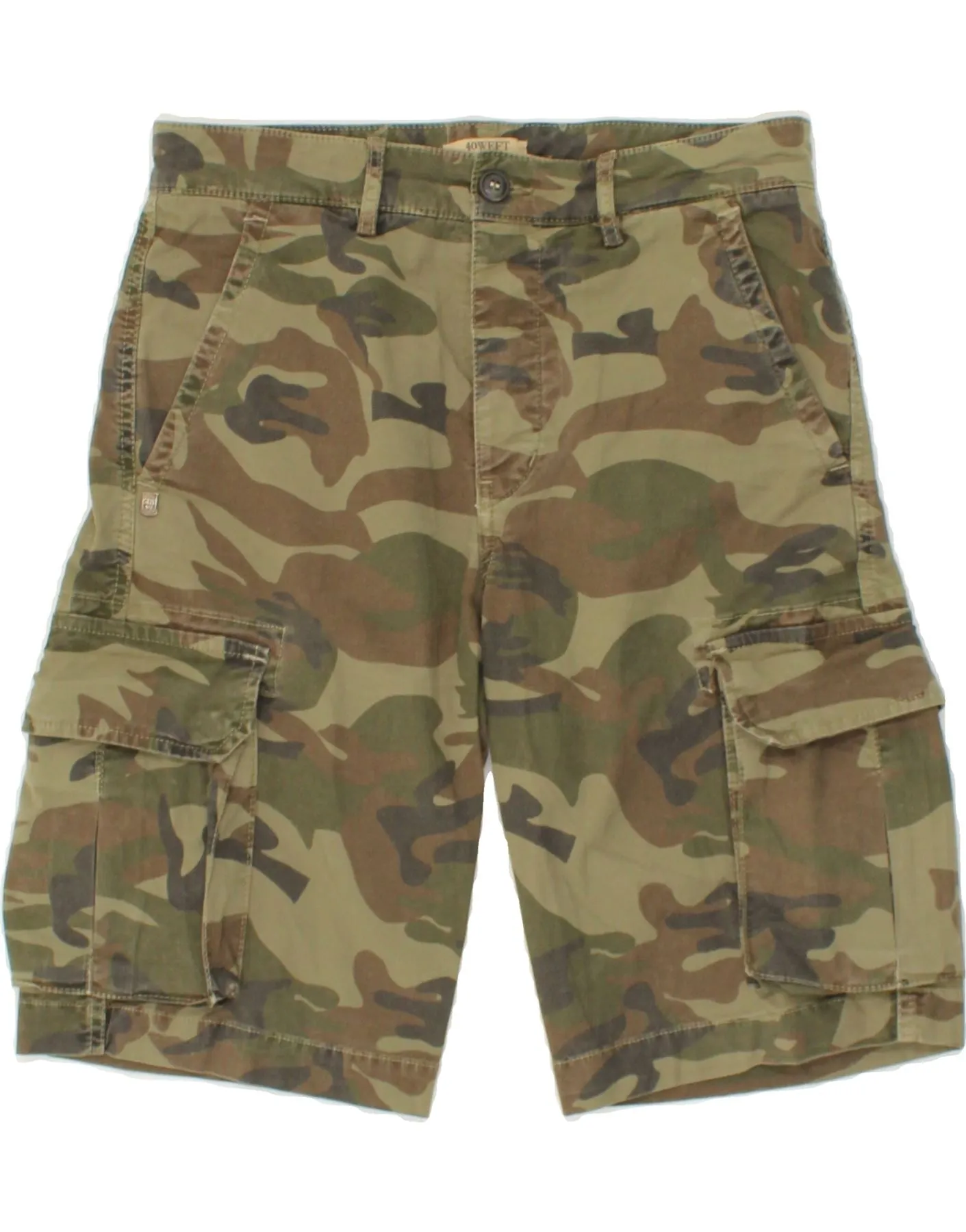 40WEFT Womens Cargo Shorts IT 42 Medium W30 Khaki Camouflage Cotton