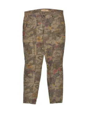 40WEFT Womens Slim Cargo Trousers IT 44 Medium W32 L29  Khaki Camouflage