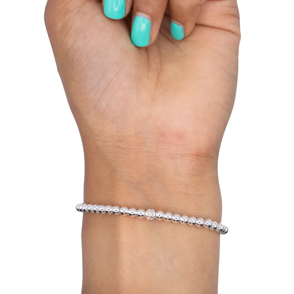 4mm Sterling Silver Smooth Beaded Bracelet