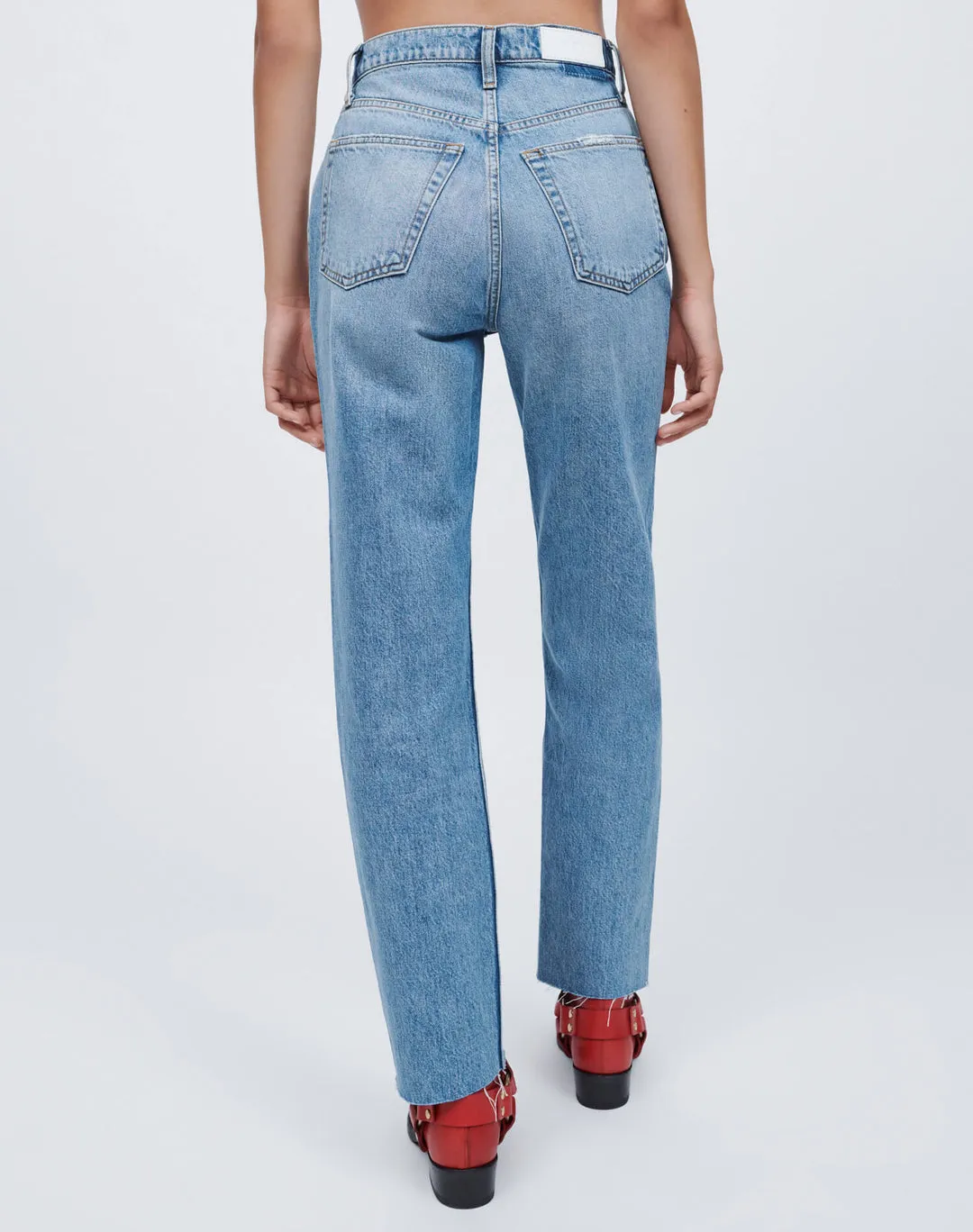 70S Ultra High Rise Stovepipe Worn Blue