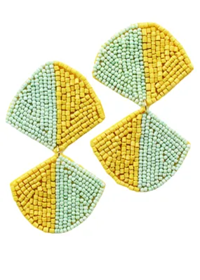 Ada Beaded Fan Earrings-Yellow/Mint ***FINAL SALE*** Ada Beaded Fan Earrings-Yellow/Mint ***FINAL SALE***