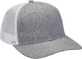 Adams PV102 Heather Woven Soft Mesh Trucker Cap - Charcoal White