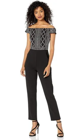 Adrianna Papell AP1E206601 Off Shoulder Jumpsuit Adrianna Papell AP1E206601 Off Shoulder Jumpsuit