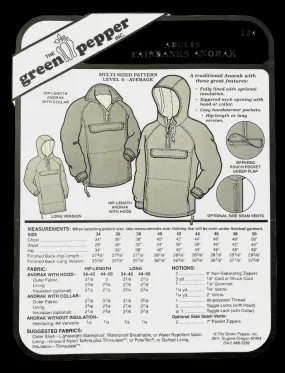 Adults' Fairbanks Anorak Sewing Pattern (Sold per Each) Adults' Fairbanks Anorak Sewing Pattern (Sold per Each)