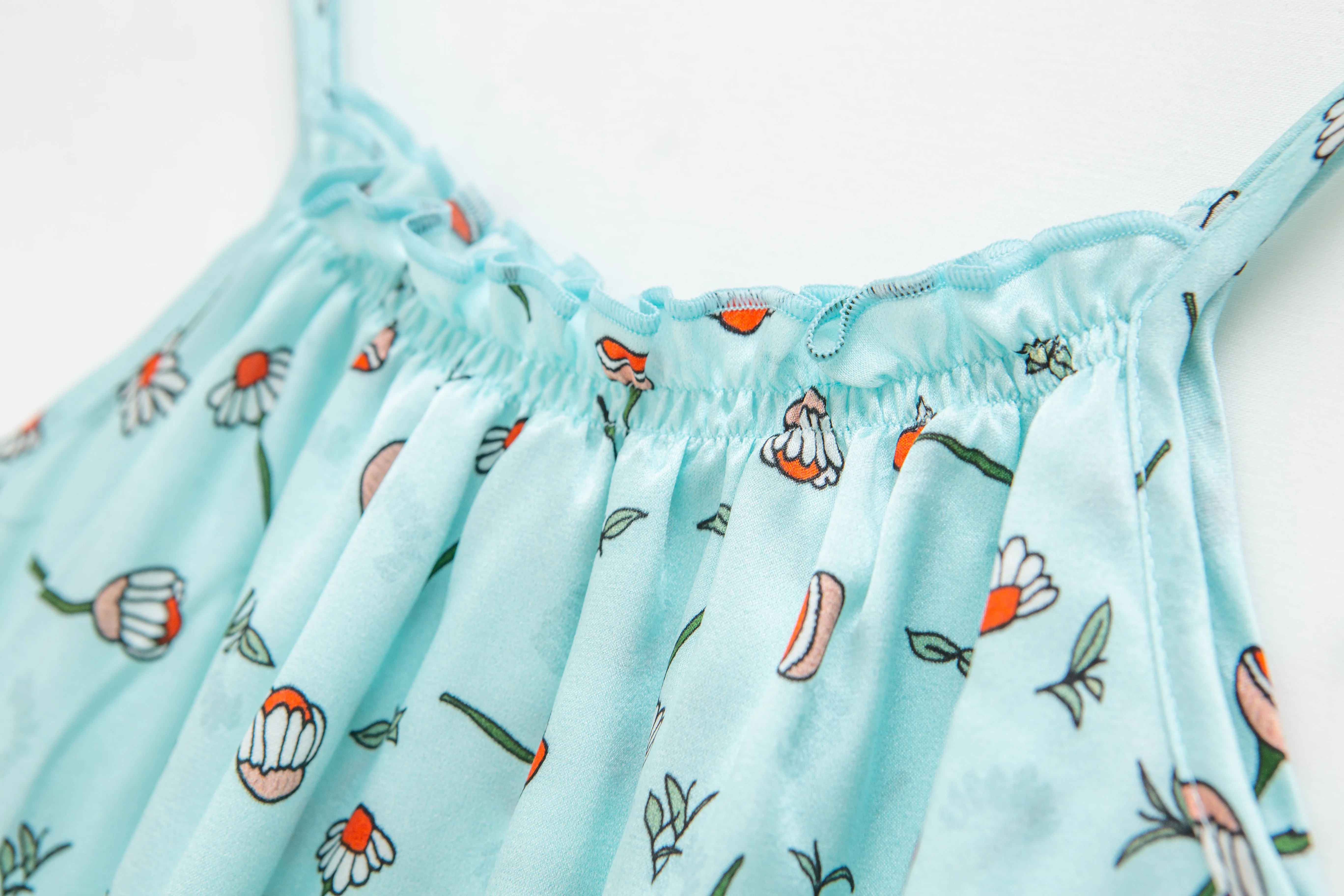 ANNABEL - GIRLS’ SILK NIGHTDRESS BLUE FLOWERS