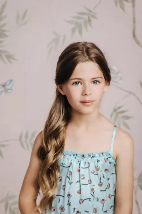 ANNABEL - GIRLS’ SILK NIGHTDRESS BLUE FLOWERS
