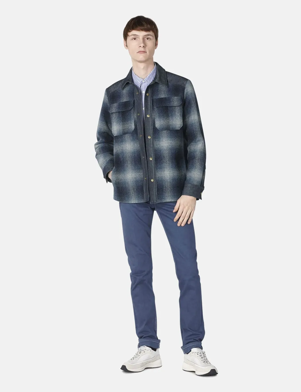 A.P.C. Mark Plaid Jacket (Wool) - Steel Blue