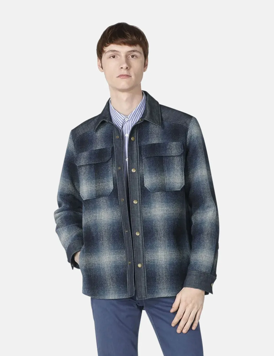 A.P.C. Mark Plaid Jacket (Wool) - Steel Blue