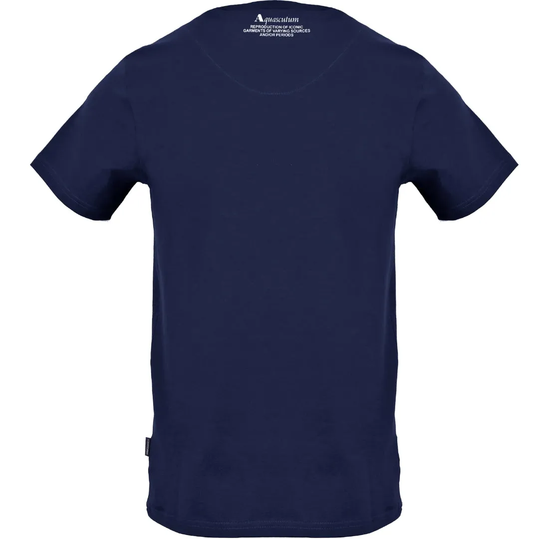Aquascutum Large Shield Aldis Logo Navy Blue T Shirt