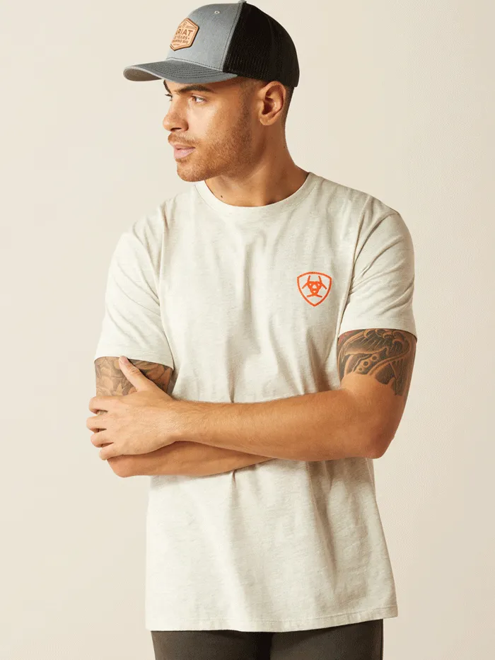 Ariat 10052571 Mens Bison Landscape T-Shirt Oatmeal Heather
