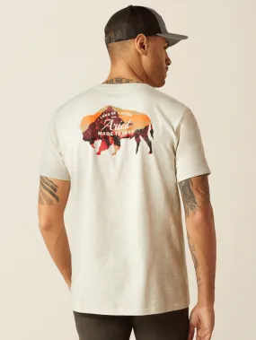 Ariat 10052571 Mens Bison Landscape T-Shirt Oatmeal Heather Ariat 10052571 Mens Bison Landscape T-Shirt Oatmeal Heather