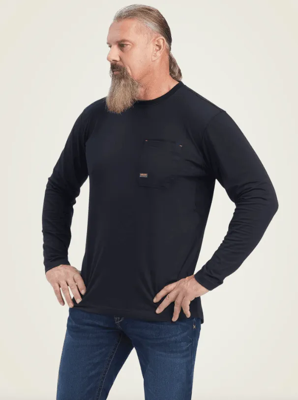 Ariat Men's Black Rebar Workman Reflective Flag Long Sleeve Tee 10041424