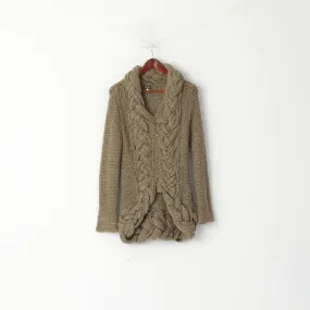 Armani Jeans Women 14 40 M Jumper Khaki Plaited Knit Mohair Asymmetric Sweater Armani Jeans Women 14 40 M Jumper Khaki Plaited Knit Mohair Asymmetric Sweater