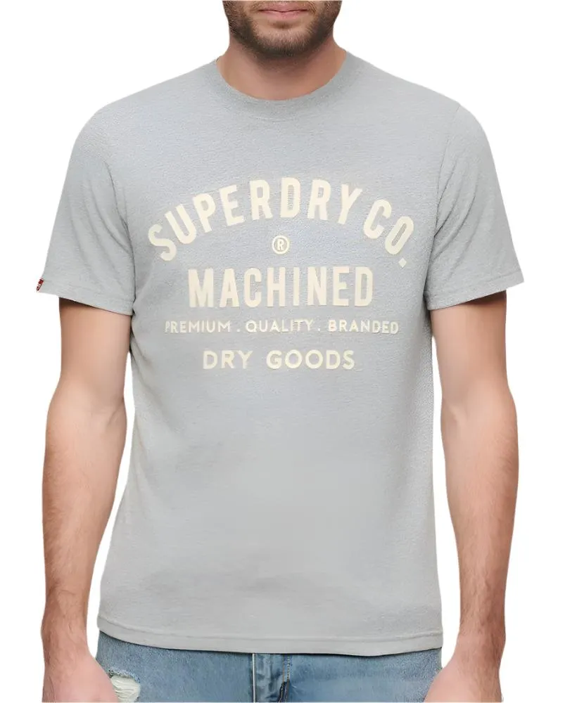 Ash Grey Marl Workwear Flock Graphic T-Shirt