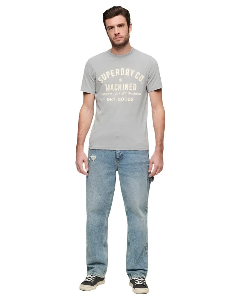 Ash Grey Marl Workwear Flock Graphic T-Shirt