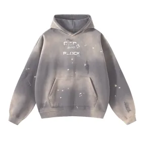 (Ash)Streetwear Unisex Monkey Washed Frayed  Effect Hoodie (Ash)Streetwear Unisex Monkey Washed Frayed  Effect Hoodie