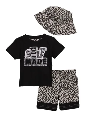 Baby Boys 0-9M Self Made Graphic Tee and Shorts with Hat