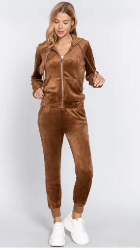 Basic Velour Jogger Sets - Jacket and Pants - SET12297 Basic Velour Jogger Sets - Jacket and Pants - SET12297