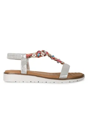 Bead detail T bar Sandal | SILVER | TEMPO AB Bead detail T bar Sandal | SILVER | TEMPO AB