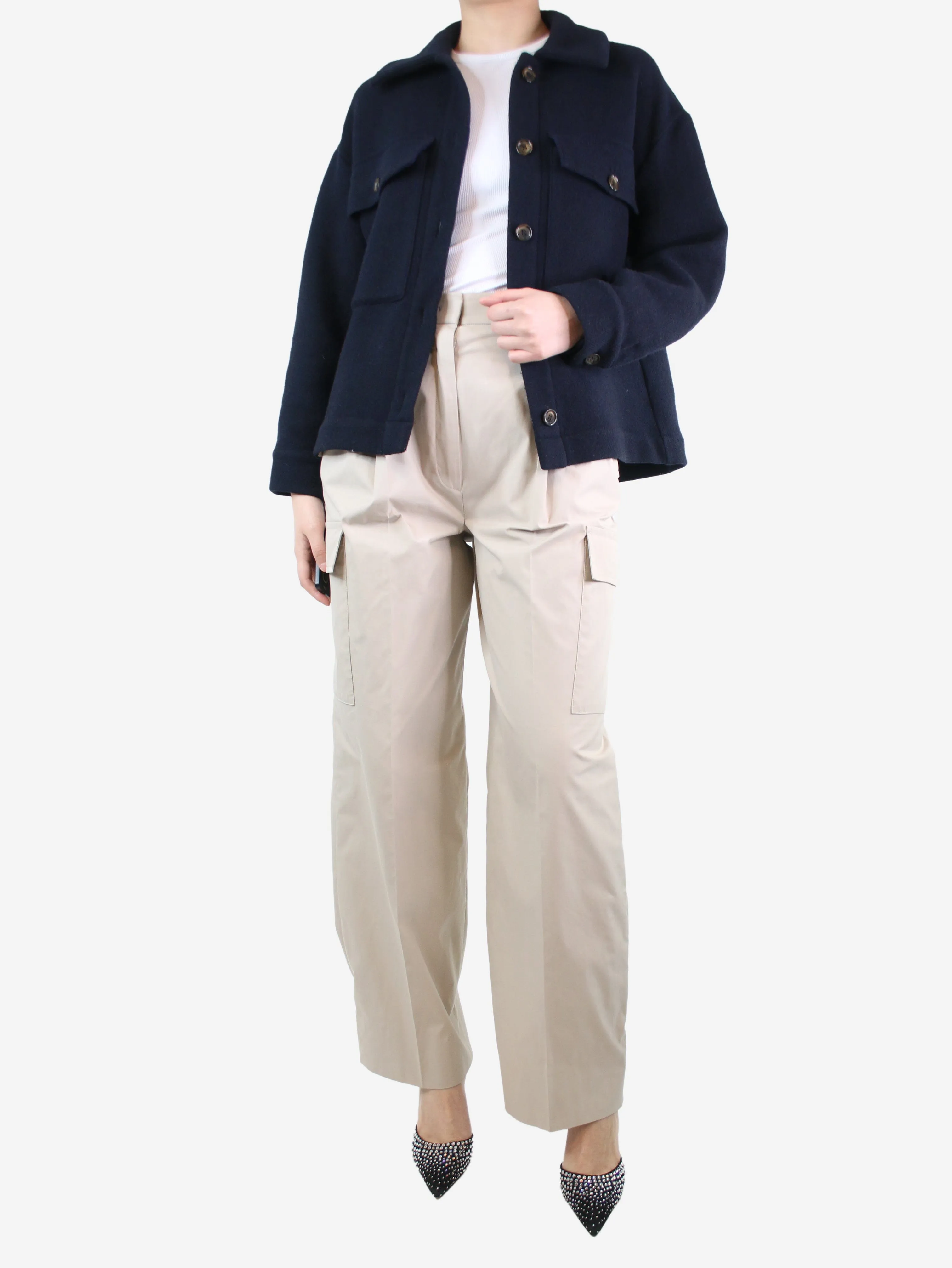 Beige cargo trousers - size UK 8