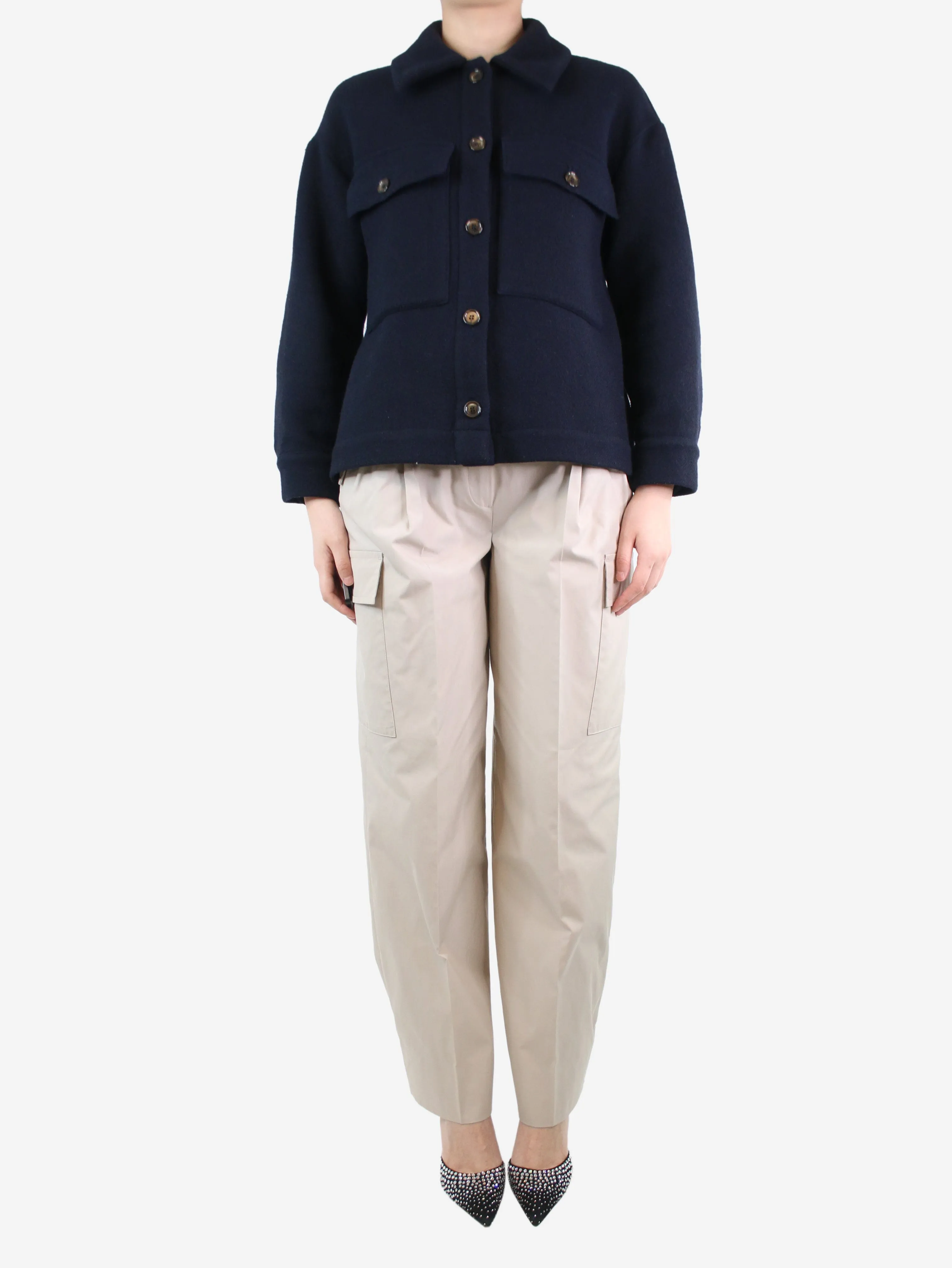 Beige cargo trousers - size UK 8