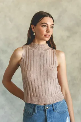 Beige Ribbed Sweater Crop Top Beige Ribbed Sweater Crop Top