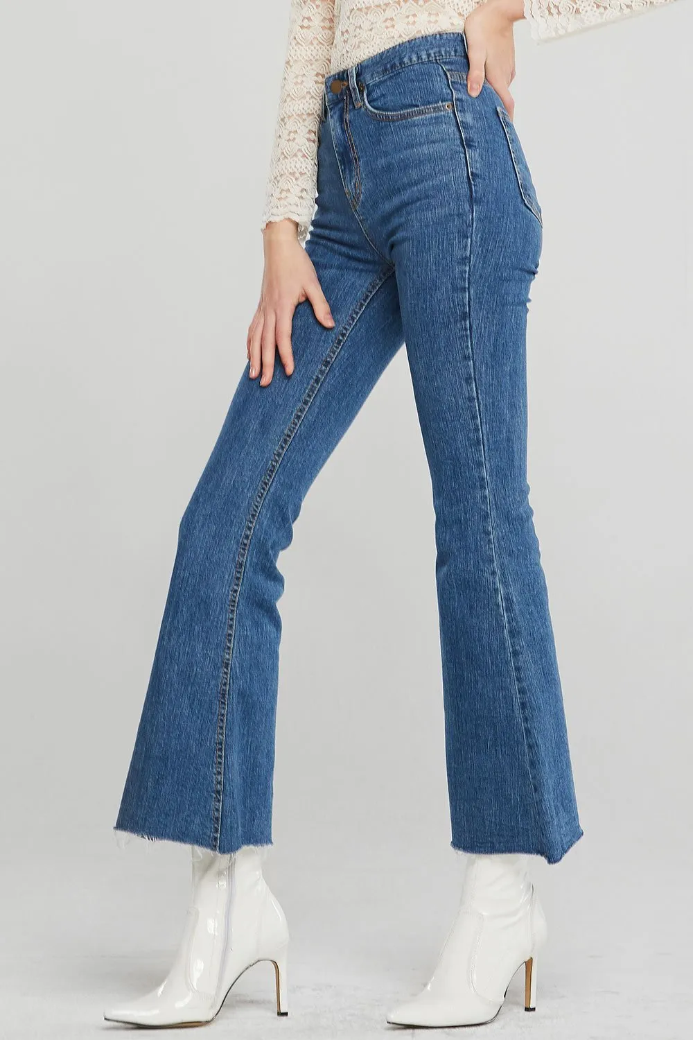 Belen Frayed Hem Bootcut Jeans