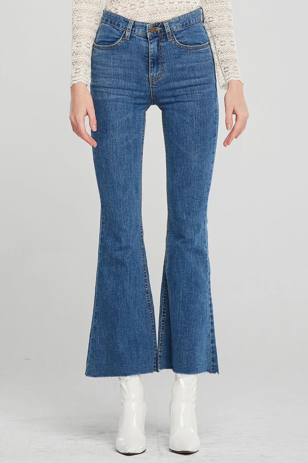 Belen Frayed Hem Bootcut Jeans