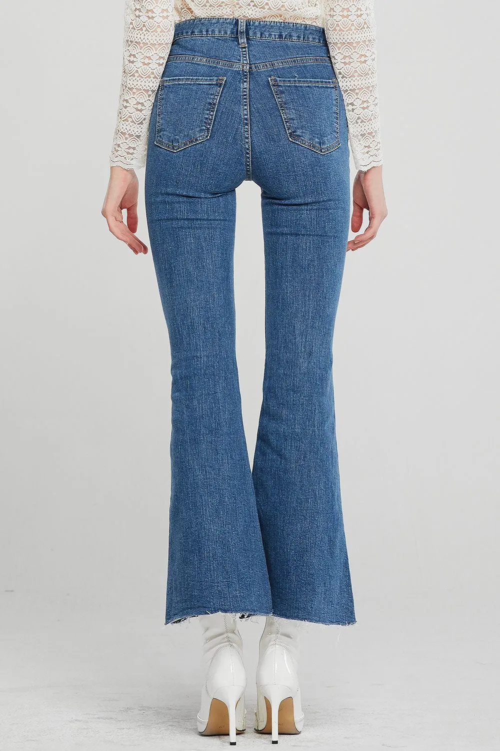 Belen Frayed Hem Bootcut Jeans