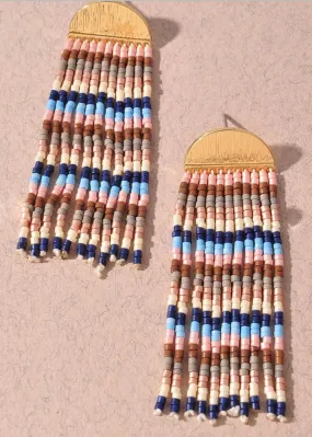 Bergamo Beaded Fringe Earrings-Blush/Multi Bergamo Beaded Fringe Earrings-Blush/Multi