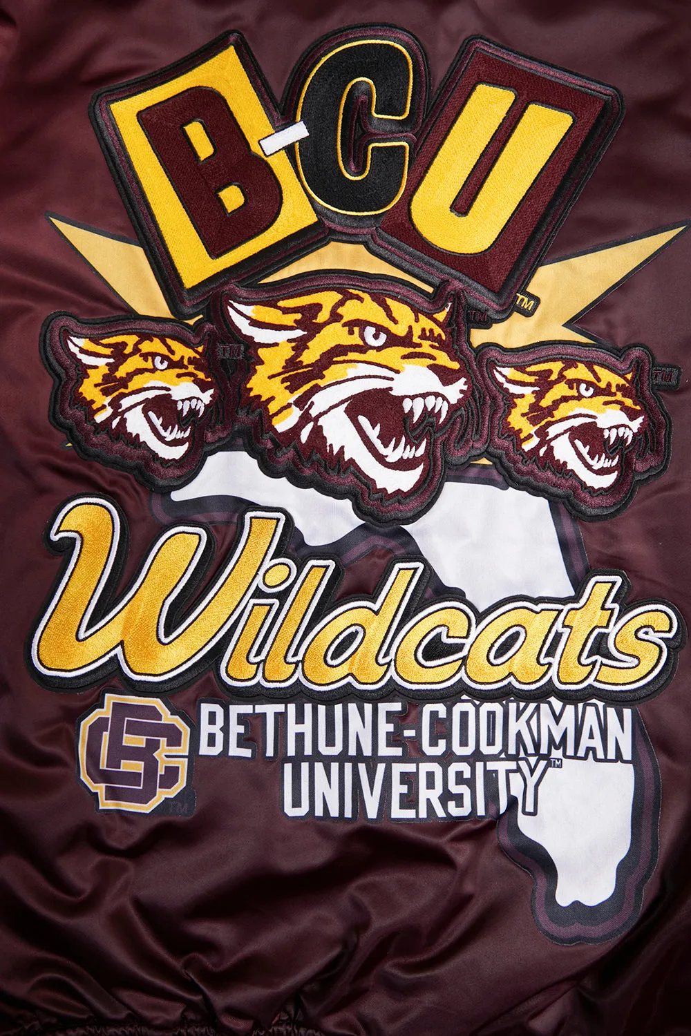 BETHUNE-COOKMAN UNIVERSITY HOMECOMING MEN'S RIB SATIN JACKET (WINE)
