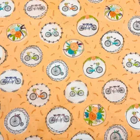 Bicycle Medallion Apricot | Scenic Route | Quilting Cotton Bicycle Medallion Apricot | Scenic Route | Quilting Cotton