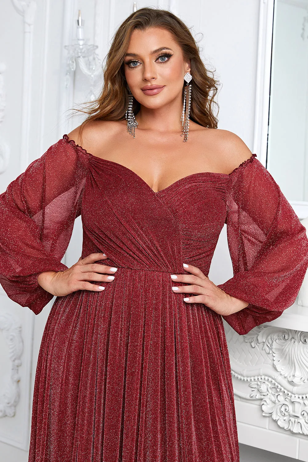 Black A-Line Off The Shoulder Plus Size Prom Dress