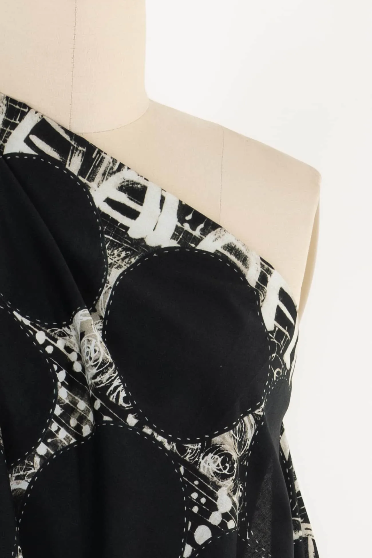 Black Circle Stitch Cotton Woven