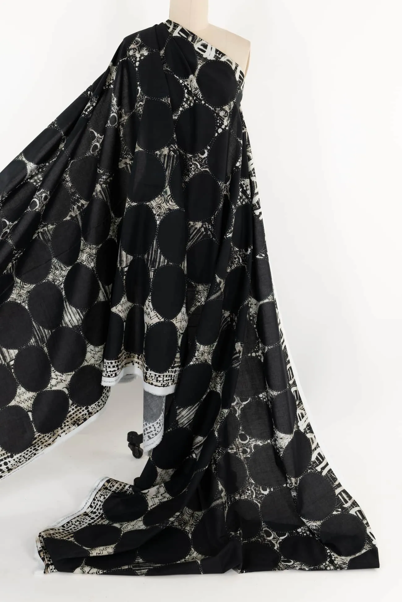 Black Circle Stitch Cotton Woven