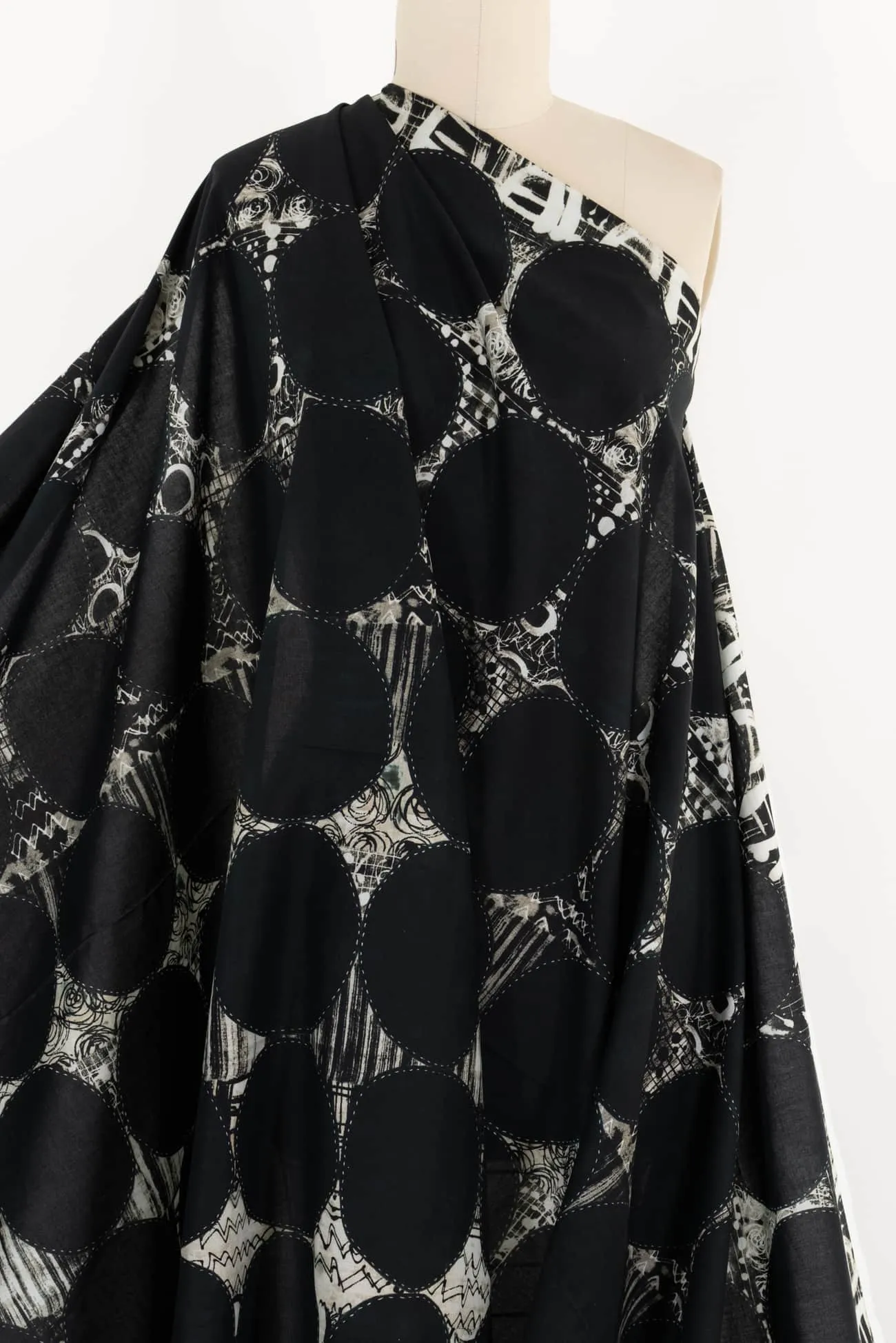 Black Circle Stitch Cotton Woven