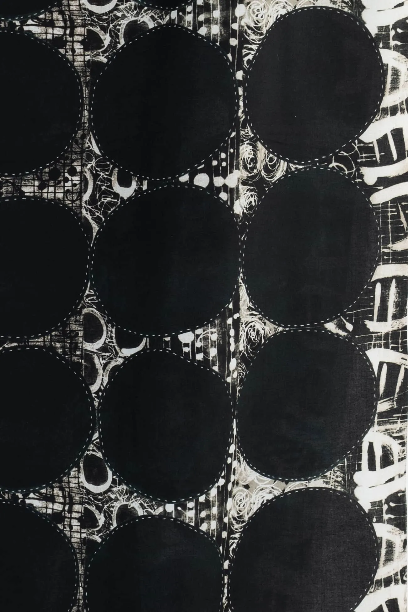 Black Circle Stitch Cotton Woven