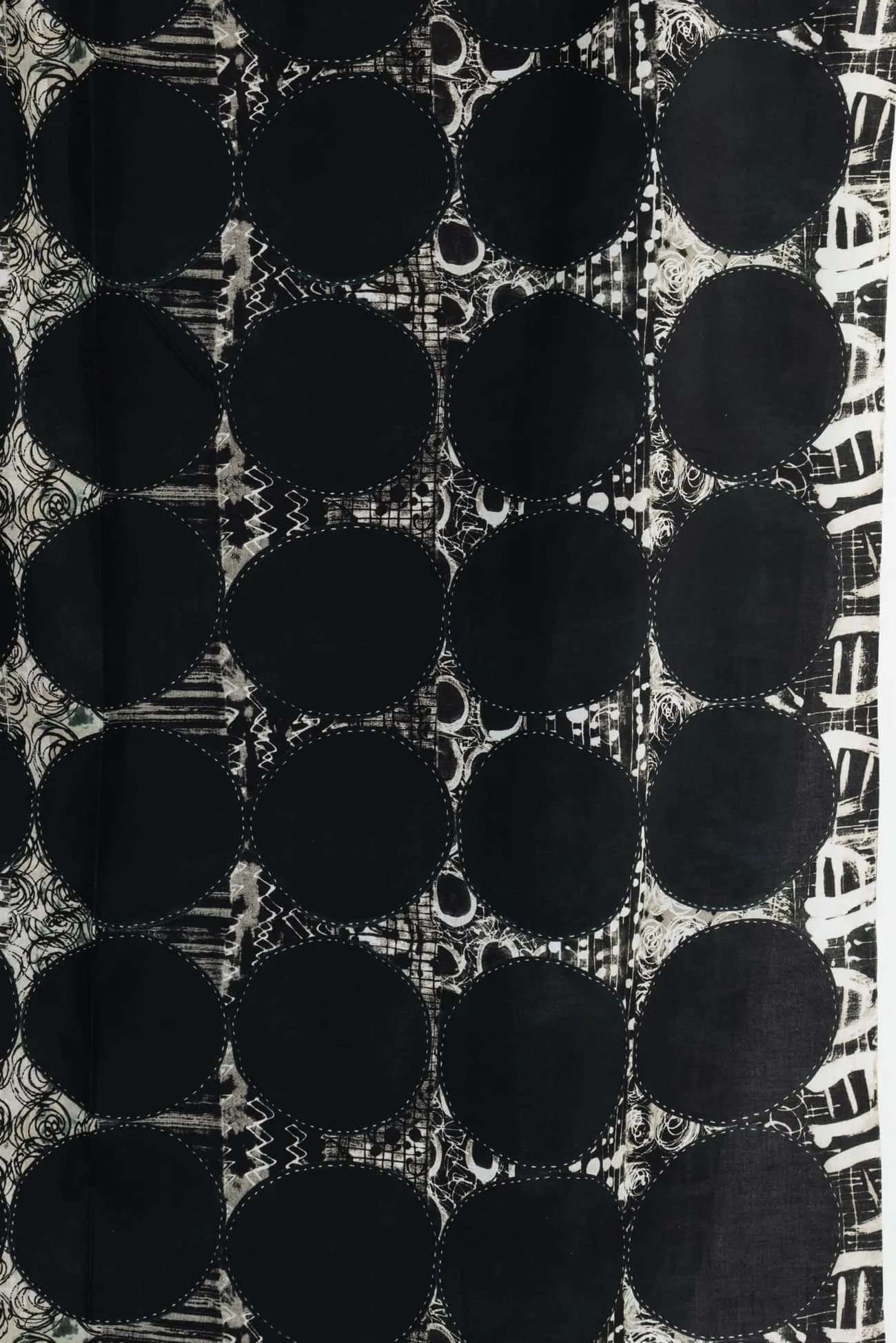 Black Circle Stitch Cotton Woven