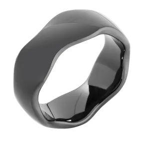 Black Zirconium Wave Edge Low Dome Wedding Ring 8mm Black Zirconium Wave Edge Low Dome Wedding Ring 8mm