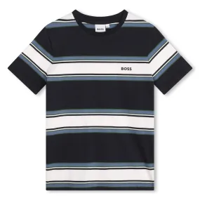 Blue Cotton Striped T-Shirt Blue Cotton Striped T-Shirt