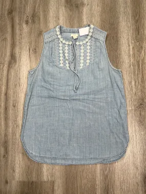 Blue Denim Blouse Sleeveless J. Crew, Size Xs Blue Denim Blouse Sleeveless J. Crew, Size Xs