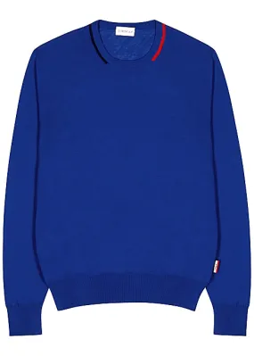 Blue fine-knit cotton jumper Blue fine-knit cotton jumper