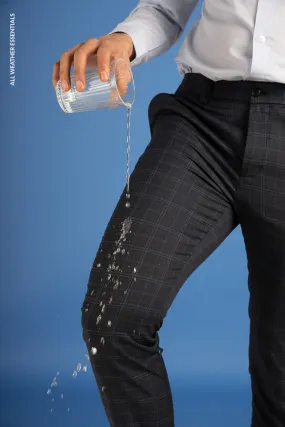 Blue Melange Checks All Weather Stretch Pants Blue Melange Checks All Weather Stretch Pants