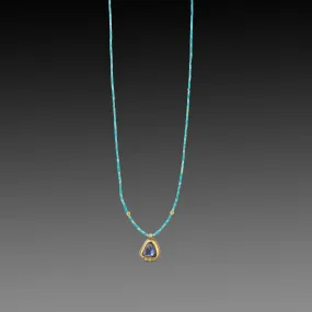 Blue Sapphire and Turquoise Beaded Necklace